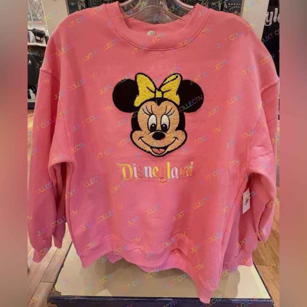 Disney Parks Disneyland Minnie Mouse Embroidered Pullover Crewneck Sweatshirt